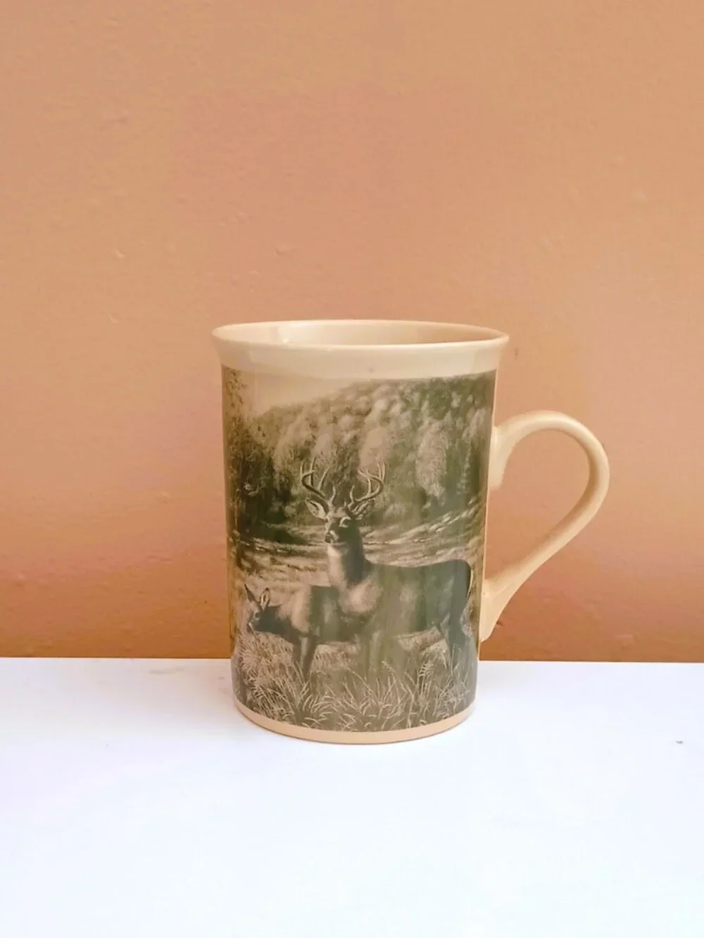 Field and Stream Set of 2 Cups Duck & Whitetail Deer Wild Life Beige Mug